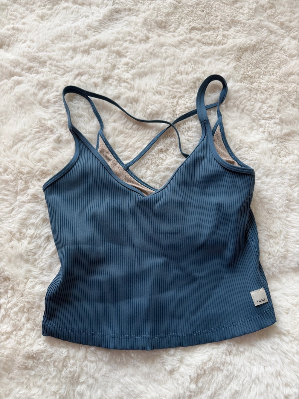 Vuori Ribbed Crossback Cami - Slate Blue